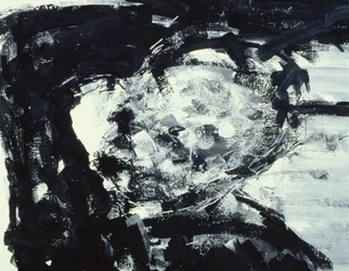 Kitaj mit der Hand am Kopf